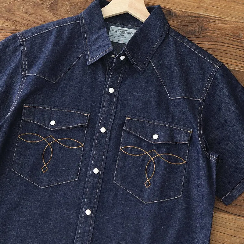 Men's Western Vintage Denim Short Sleeve Shirt Embroidery Pocket Workwear Shirts Retro Washed Lapel Casual Tops
Men's Western Vintage Denim Short Sleeve Shirt Embroidery Pocket Workwear Shirts Retro Washed Lapel Casual Tops
