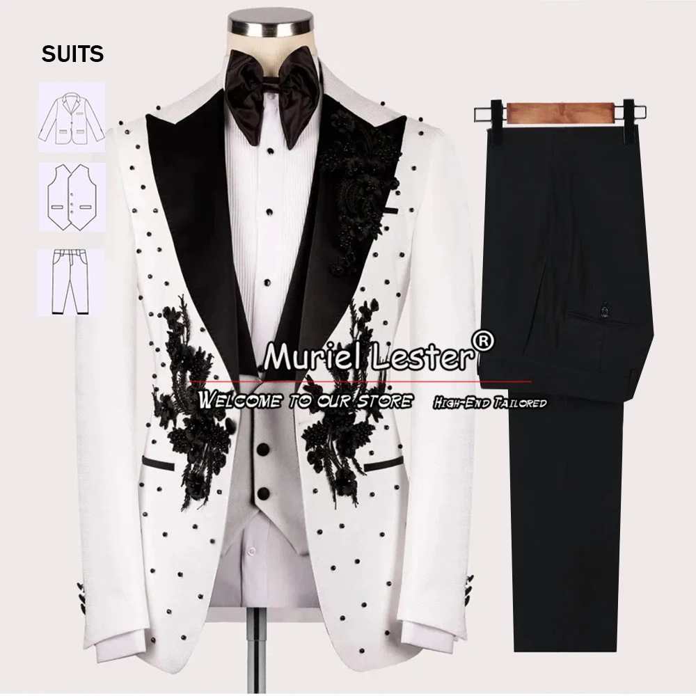 Luxury Wedding Tuxedo Formal Men's Suits Slim Fit Banquet Male Clothing Black Appliques Lapel Blazer Tailored 3 Pieces Set Dress
Luxury Wedding Tuxedo Formal Men's Suits Slim Fit Banquet Male Clothing Black Appliques Lapel Blazer Tailored 3 Pieces Set Dress