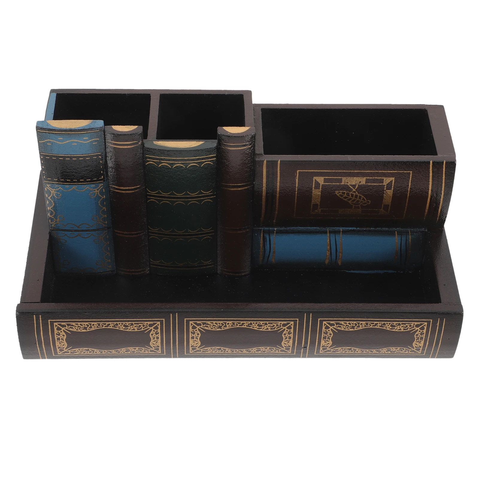 Wooden Pen Holder Vintage Bookshelf Design Sturdy Desk Accessory Compact Size Stationery ganizer Office Study Room
Wooden Pen Holder Vintage Bookshelf Design Sturdy Desk Accessory Compact Size Stationery ganizer Office Study Room