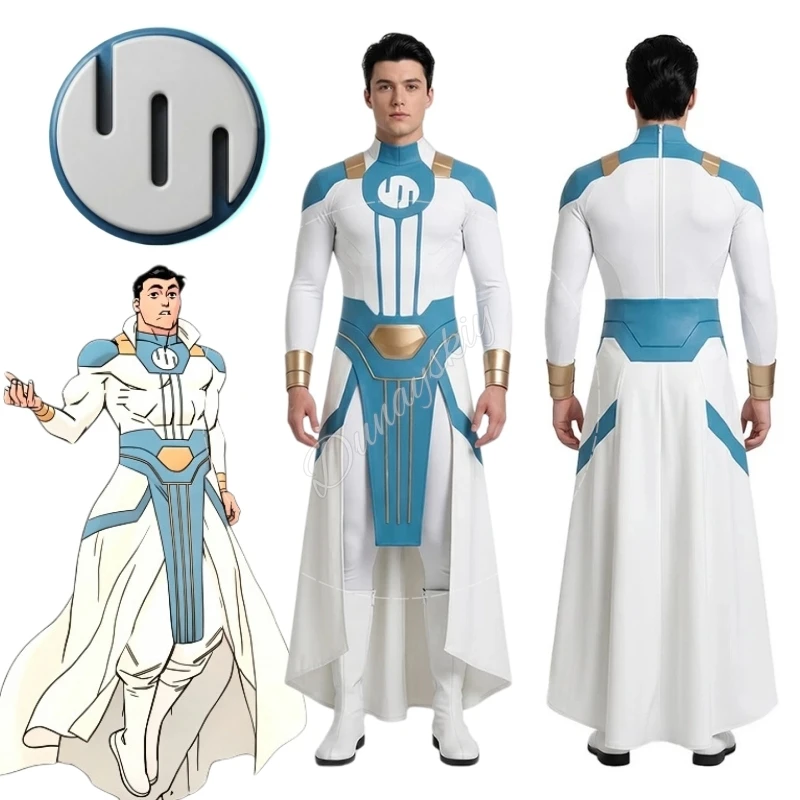 Invinciblee Viltrumite Warrior Cosplay Costume High Rank Viltrum Uniform Blue White Halloween Form-Fitting Jumpsuit 58mm Badge
Invinciblee Viltrumite Warrior Cosplay Costume High Rank Viltrum Uniform Blue White Halloween Form-Fitting Jumpsuit 58mm Badge