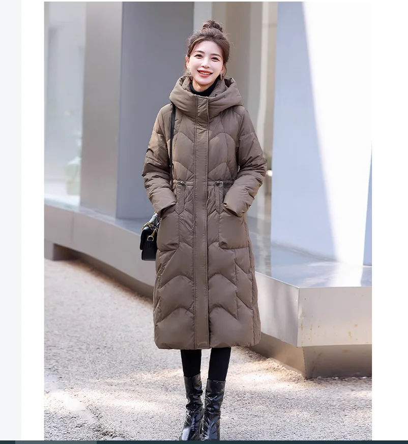 Winter long down jacket for women's simple and fashionable thickened warm hooded jacket
Winter long down jacket for women's simple and fashionable thickened warm hooded jacket