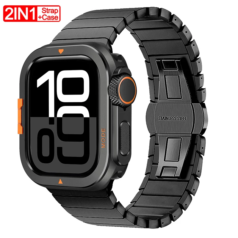 Metal Case+Strap for Apple Watch Ultra 2 1 49mm Series 10 46mm Stainless Steel Band Hard Aluminum Alloy Bumper Protector Cover
Metal Case+Strap for Apple Watch Ultra 2 1 49mm Series 10 46mm Stainless Steel Band Hard Aluminum Alloy Bumper Protector Cover