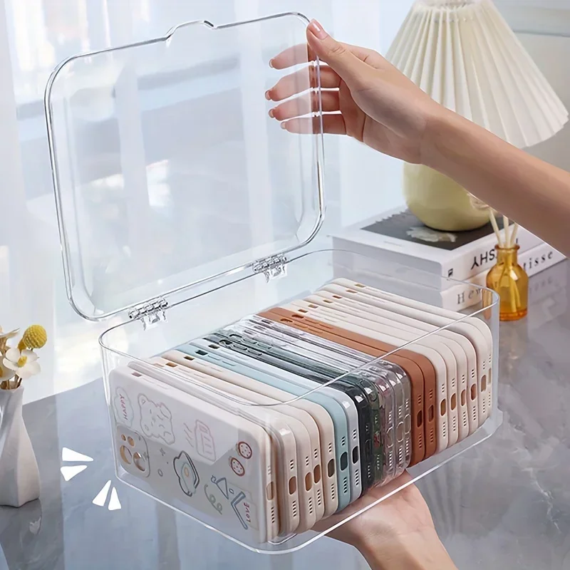 Clear Acrylic Phone Case Organizer with Lid - Versatile Desktop Storage Basket for Home and Office Essentials Wooden gift box
Clear Acrylic Phone Case Organizer with Lid - Versatile Desktop Storage Basket for Home and Office Essentials Wooden gift box