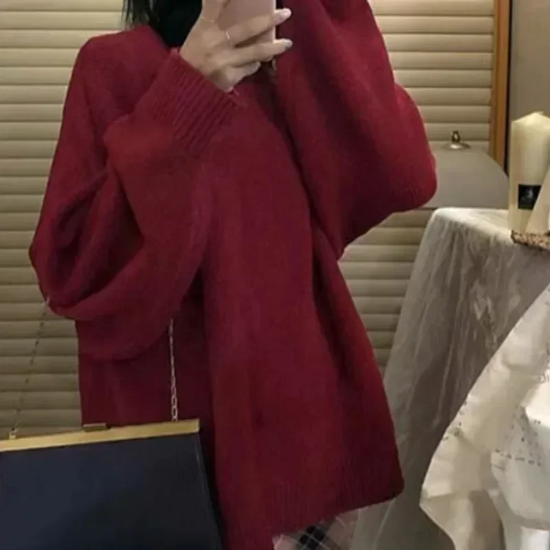 Vintage Women Solid Sweaters Autumn Winter O Neck Long Sleeve Pullovers Tops Korean Fashion Oversized Thick Knitted Sweater Y2k
Vintage Women Solid Sweaters Autumn Winter O Neck Long Sleeve Pullovers Tops Korean Fashion Oversized Thick Knitted Sweater Y2k