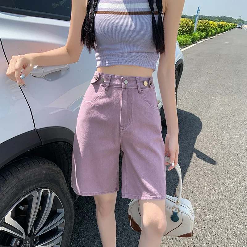 ZEONVA Purple Pink Korea Fashion Chic Straight Loose Women Jeans Shorts Summer High Waist Pockets Female Wide Leg Denim Shorts
ZEONVA Purple Pink Korea Fashion Chic Straight Loose Women Jeans Shorts Summer High Waist Pockets Female Wide Leg Denim Shorts