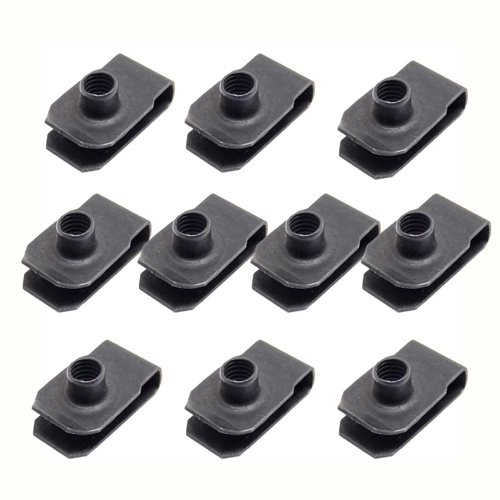 10pcs M6 Auto U type Clips Leaf Spring Nut Tension Cleat 6mm Clip Black for Car Body Shield Guard Cover Retainer
10pcs M6 Auto U type Clips Leaf Spring Nut Tension Cleat 6mm Clip Black for Car Body Shield Guard Cover Retainer