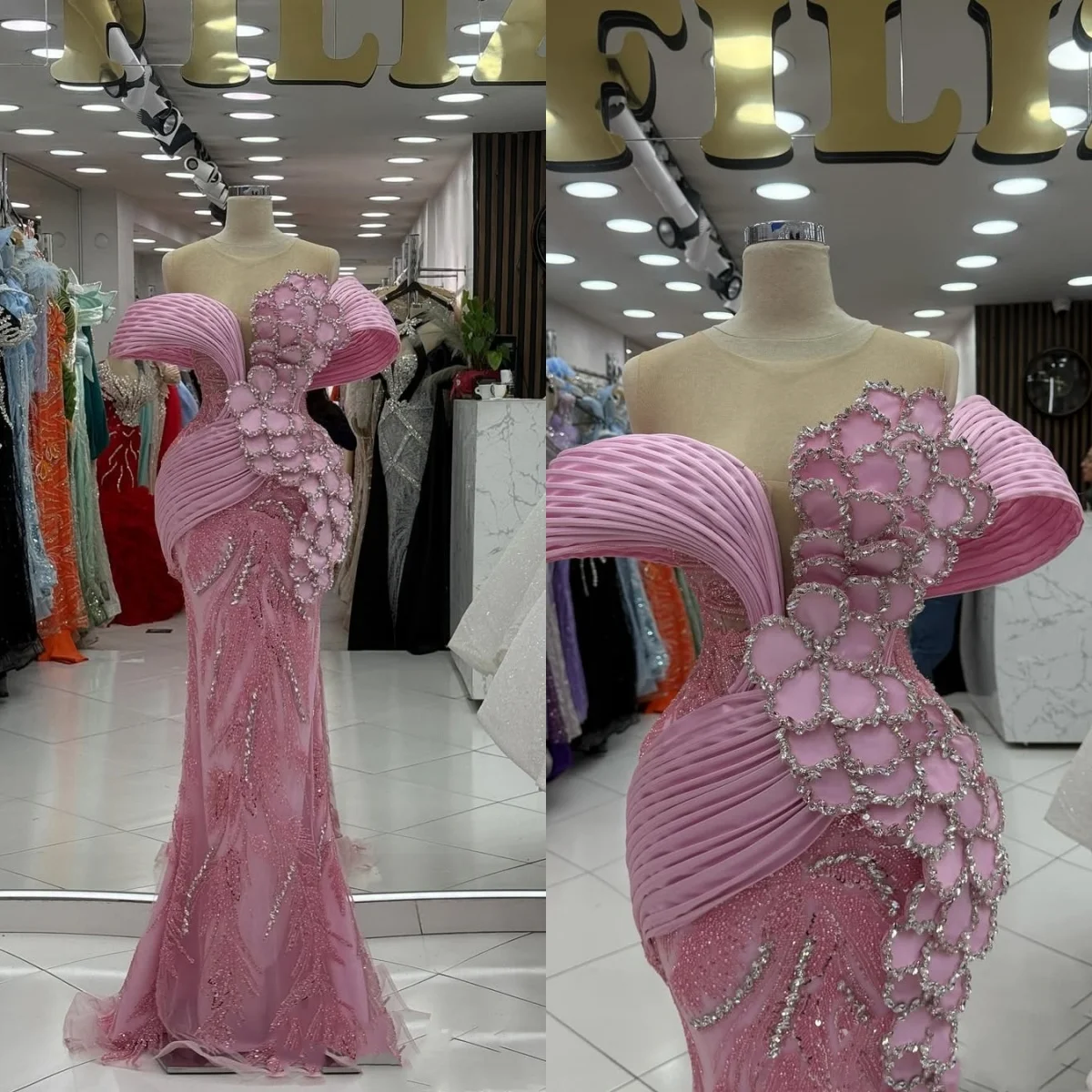 Pink Mermaid Prom Dresses African Beading Off Shoulder Evening Gowns Rhinestone Birthday Party Customized Special Occasion Dress
Pink Mermaid Prom Dresses African Beading Off Shoulder Evening Gowns Rhinestone Birthday Party Customized Special Occasion Dress