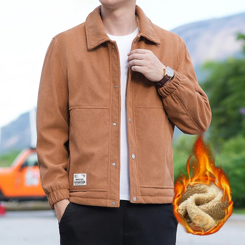 Men's Corduroy Jaet with Stand Collar Thiened Fce Autumn Winter Faionable Versatile High-End Outerwear for Youth
Men's Corduroy Jaet with Stand Collar Thiened Fce Autumn Winter Faionable Versatile High-End Outerwear for Youth