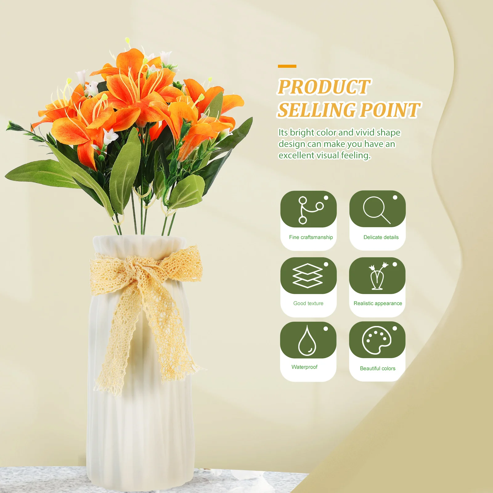 Artificial Lily Flowers Decoration Floral Garlands Fake Garden Pillar Realistic Plastic Reusable Easy Clean Store Wedding Party
Artificial Lily Flowers Decoration Floral Garlands Fake Garden Pillar Realistic Plastic Reusable Easy Clean Store Wedding Party