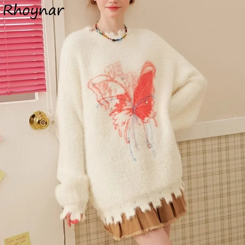 Пуловеры женские осенние милые студенческие милые топы с бабочками нежный вязаный свитер мешковатый универсальный для отдыха в корейском стиле для колледжа 
Пуловеры женские осенние милые студенческие милые топы с бабочками нежный вязаный свитер мешковатый универсальный для отдыха в корейском стиле для колледжа