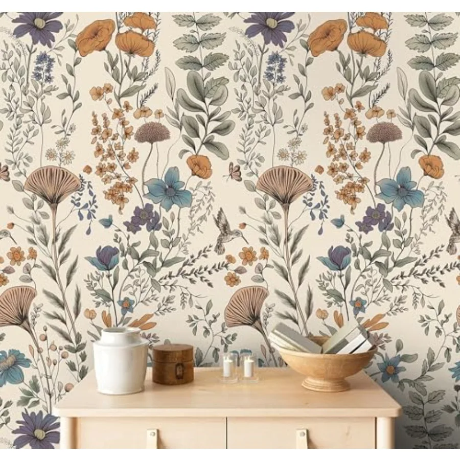 393.7" ×17.3" Peel and Stick Wallpaper Floral Removable Self Adhesive Wallpaper for Bedroom Bathroom Vintage Floral Leaves Cont
393.7" ×17.3" Peel and Stick Wallpaper Floral Removable Self Adhesive Wallpaper for Bedroom Bathroom Vintage Floral Leaves Cont