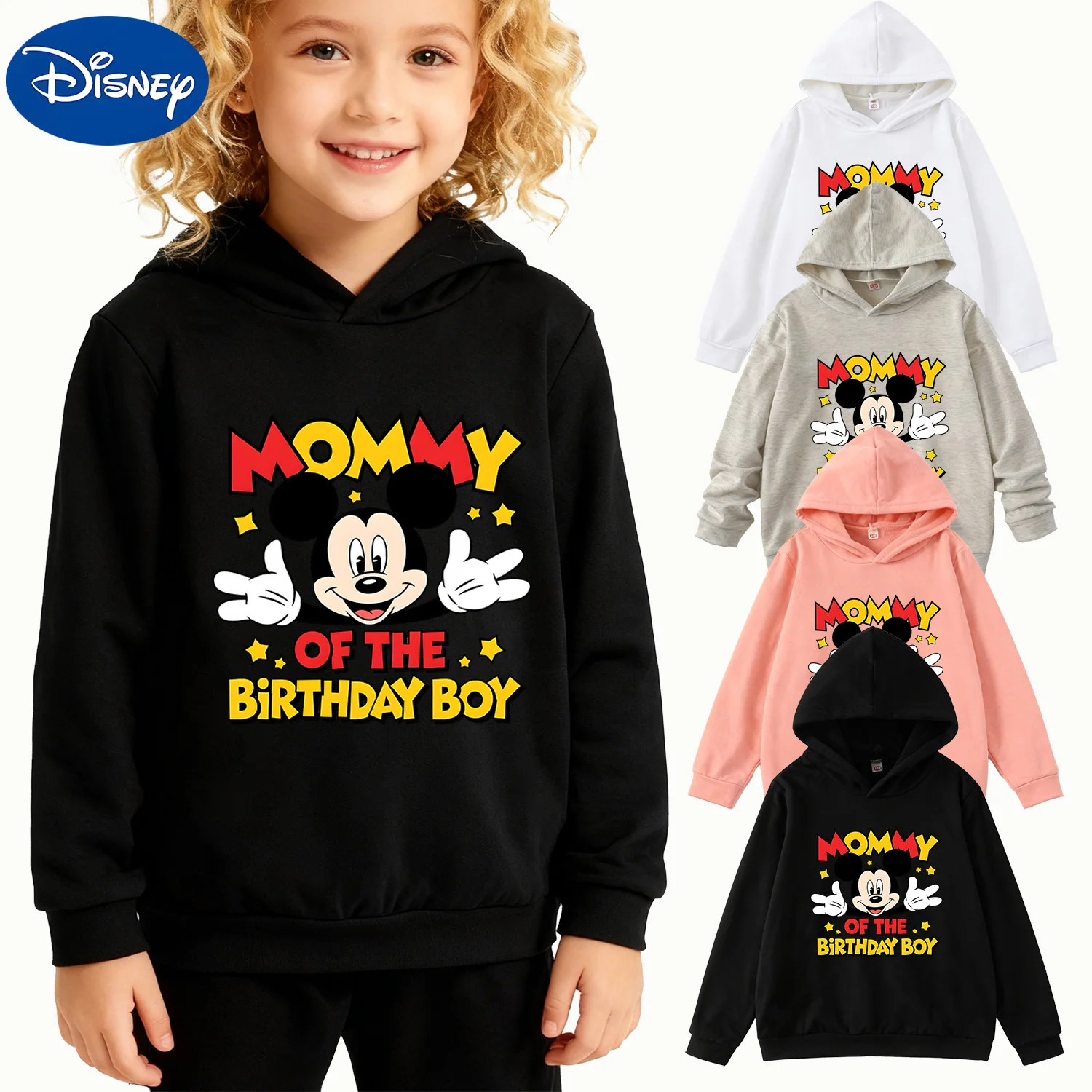 Kids Disney Mickey "Mommy of the Birthday Boy" Hoodie, Black Casual Pullover
Kids Disney Mickey "Mommy of the Birthday Boy" Hoodie, Black Casual Pullover