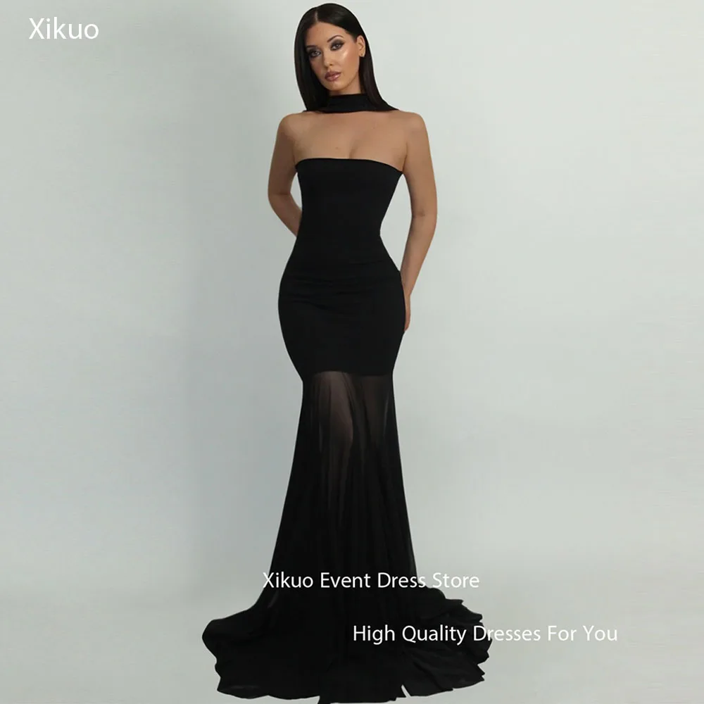 Xikuo Simple Black Satin Evening Dress Mermaid Illusion Strapless Prom Gowns Modern Floor Length Robe De Soirée Femme Customized
Xikuo Simple Black Satin Evening Dress Mermaid Illusion Strapless Prom Gowns Modern Floor Length Robe De Soirée Femme Customized