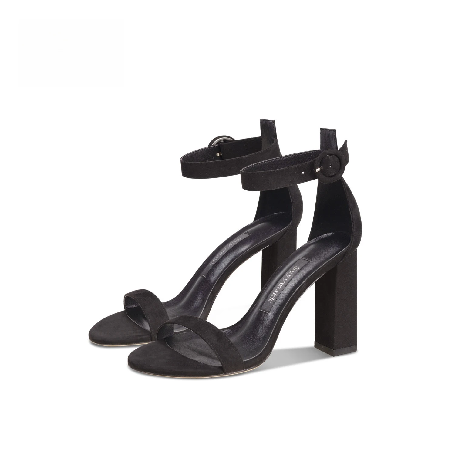 One-word Buckle with Black Suede High-heeled Thick-heeled Sandals Women's 2026 New Fairy Wind Open-toed Sexy High Heels
One-word Buckle with Black Suede High-heeled Thick-heeled Sandals Women's 2026 New Fairy Wind Open-toed Sexy High Heels