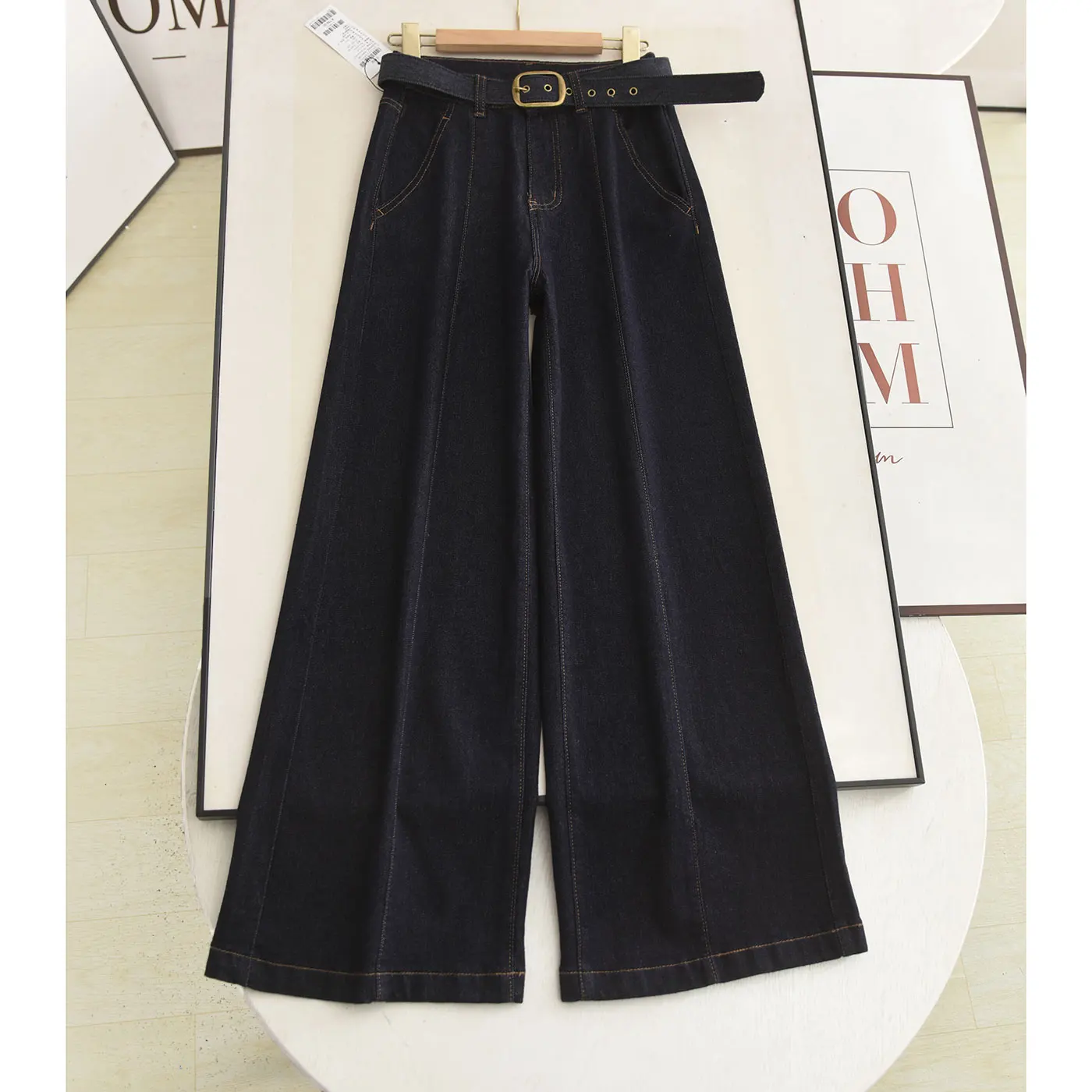 High Waist Slimming Deep Blue Wide Leg Jeans Elegant Casual Loose Feeling Floor Length Denim Pants Women's Straight Cut Jeans
High Waist Slimming Deep Blue Wide Leg Jeans Elegant Casual Loose Feeling Floor Length Denim Pants Women's Straight Cut Jeans