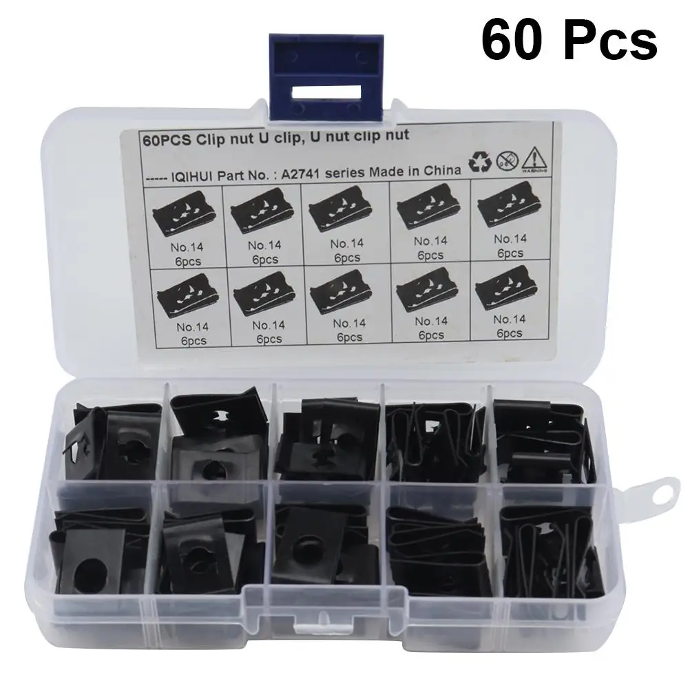 60 Pcs U-shaped Reed Nut Manganese Steel Automotive Clips Fasteners High Elasticity Strength Perfect Securing Fixing Wires
60 Pcs U-shaped Reed Nut Manganese Steel Automotive Clips Fasteners High Elasticity Strength Perfect Securing Fixing Wires