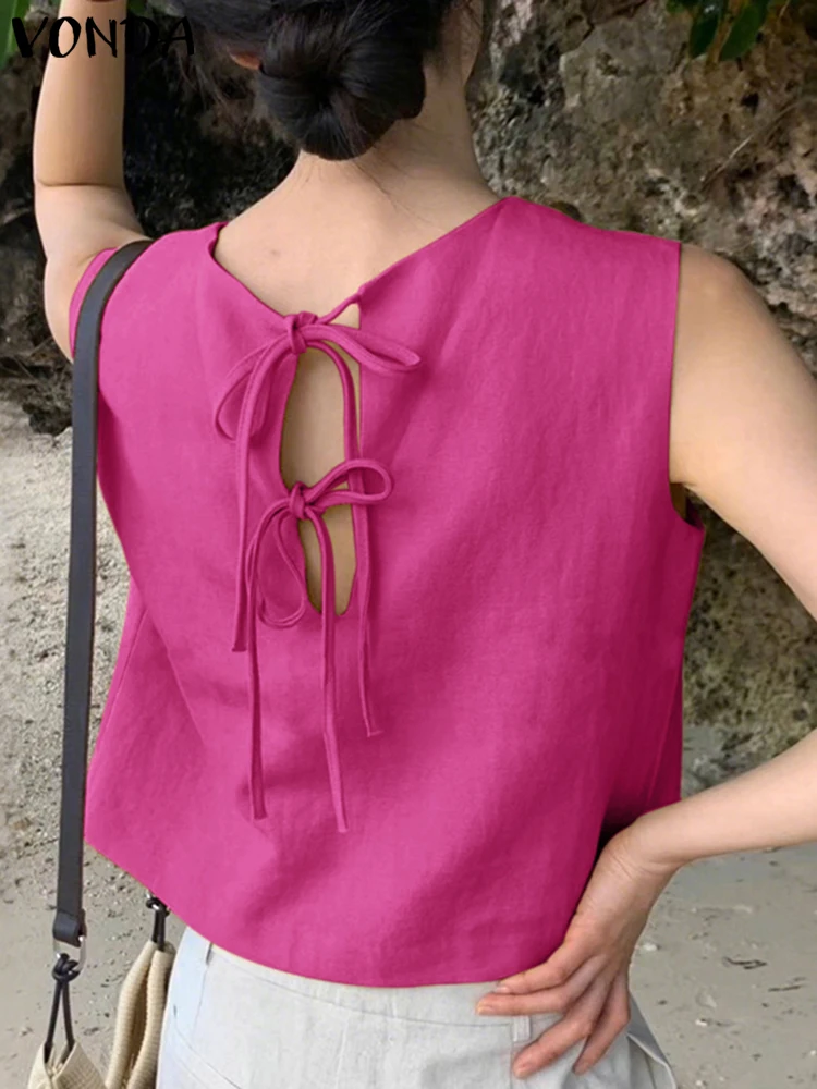 VONDA Fashion Women Tank Tops Summer Tees 2025 Sexy Sleeveless Tanks Casual Loose Solid Color Shirts Back Bow Bandage Blusas
VONDA Fashion Women Tank Tops Summer Tees 2025 Sexy Sleeveless Tanks Casual Loose Solid Color Shirts Back Bow Bandage Blusas