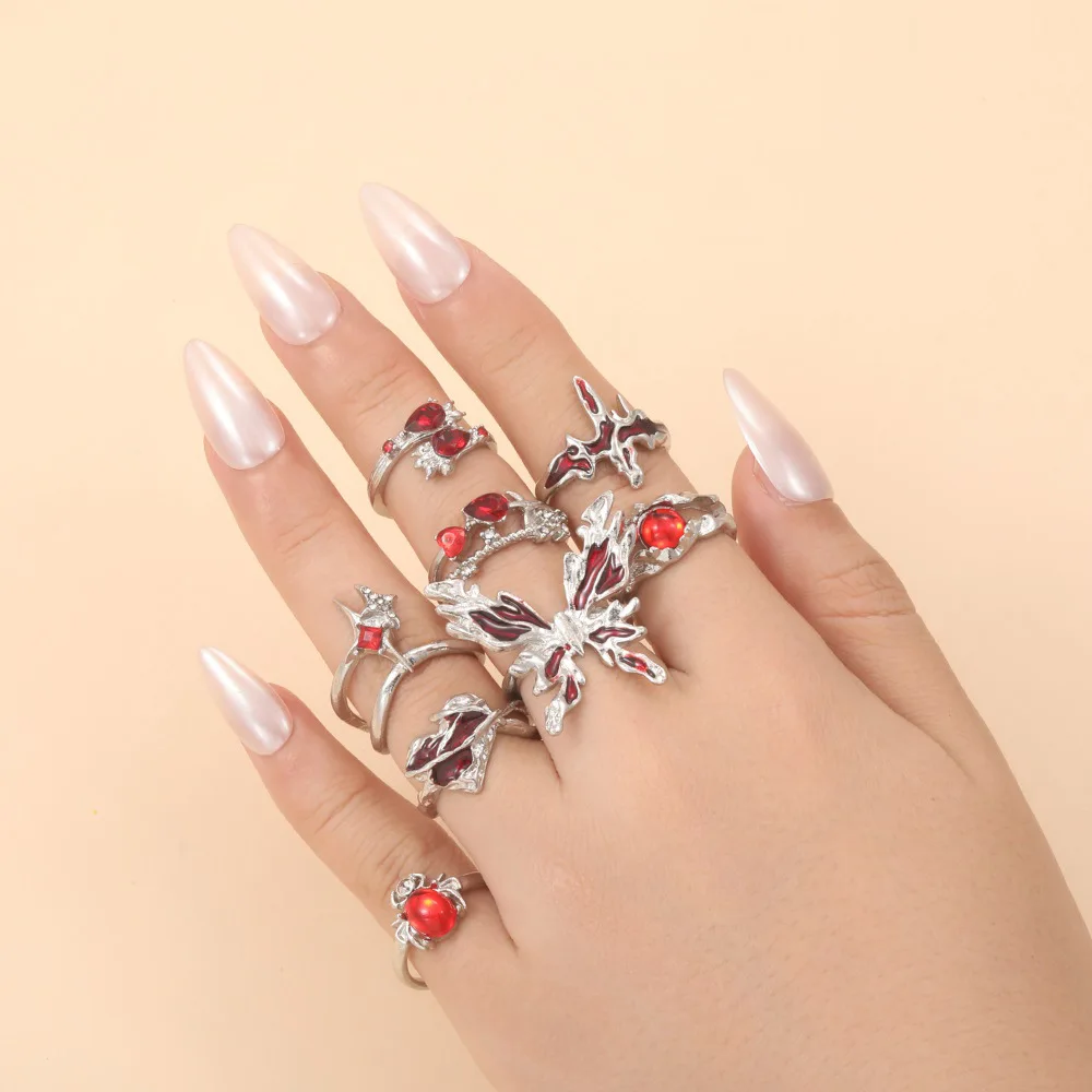 Irregular Red Crystal Heart Aesthetic Rings for Women Y2K Gothic Butterfly Spider Ring Creative Jewelry Accessories
Irregular Red Crystal Heart Aesthetic Rings for Women Y2K Gothic Butterfly Spider Ring Creative Jewelry Accessories