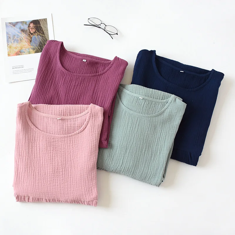 Summer Sleepshirts Comfortable Solid Color Cotton Gauze Skirt Home Nightgowns Women's Round Neck Nightdress
Summer Sleepshirts Comfortable Solid Color Cotton Gauze Skirt Home Nightgowns Women's Round Neck Nightdress
