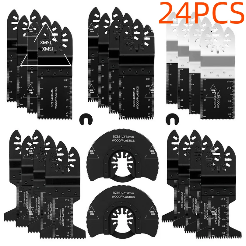 24 PCS Oscillating Saw Blades Fast Fit Mixed Blades Oscillating Saw Blade Kit Multitool Blades for Metal Wood Plastic MDF More
24 PCS Oscillating Saw Blades Fast Fit Mixed Blades Oscillating Saw Blade Kit Multitool Blades for Metal Wood Plastic MDF More