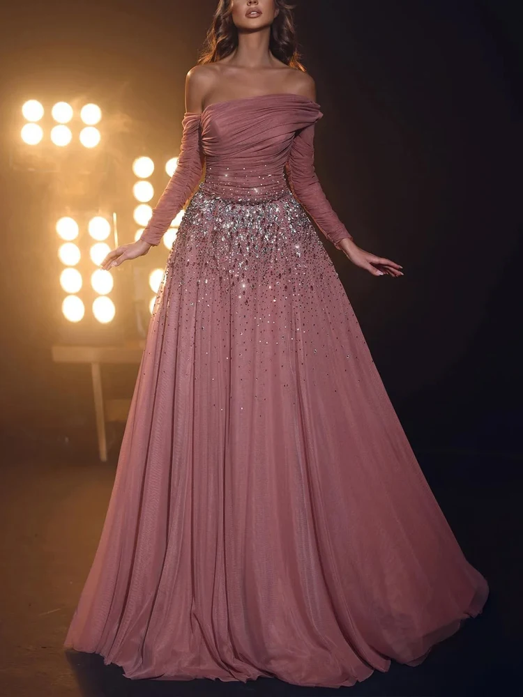 Elegant Dark Pink Evening Dresses Off Shoulder Beads Waist Sleeves Party Prom Formal Long Red Carpet Dress For Special Occasion
Elegant Dark Pink Evening Dresses Off Shoulder Beads Waist Sleeves Party Prom Formal Long Red Carpet Dress For Special Occasion