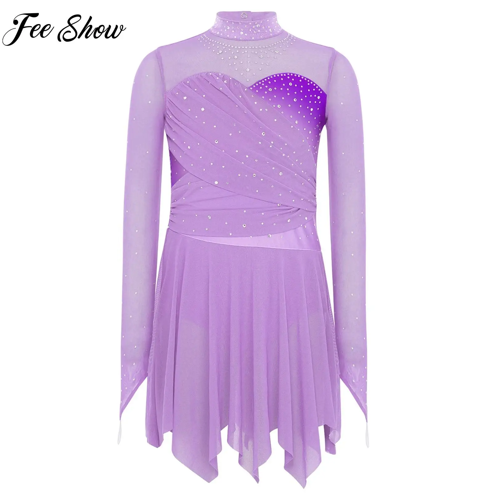 Kids Girls Ballet Dress Lyrical Modern Dance Figure Skating Performance Costume Long Sleeves Rhinestones Mesh Dress Dancewear
Kids Girls Ballet Dress Lyrical Modern Dance Figure Skating Performance Costume Long Sleeves Rhinestones Mesh Dress Dancewear