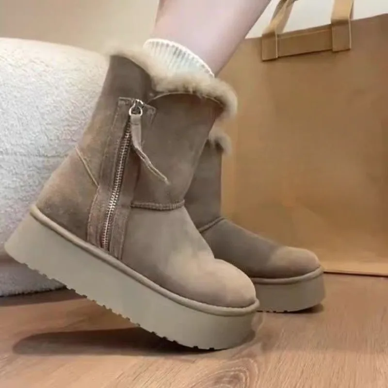 Winter Women's Mid-tube Cotton Boots Fashion Round Toe Side Zipper Platform Anti-slip Wear-resistant Flat Snow Boots Botas Mujer
Winter Women's Mid-tube Cotton Boots Fashion Round Toe Side Zipper Platform Anti-slip Wear-resistant Flat Snow Boots Botas Mujer