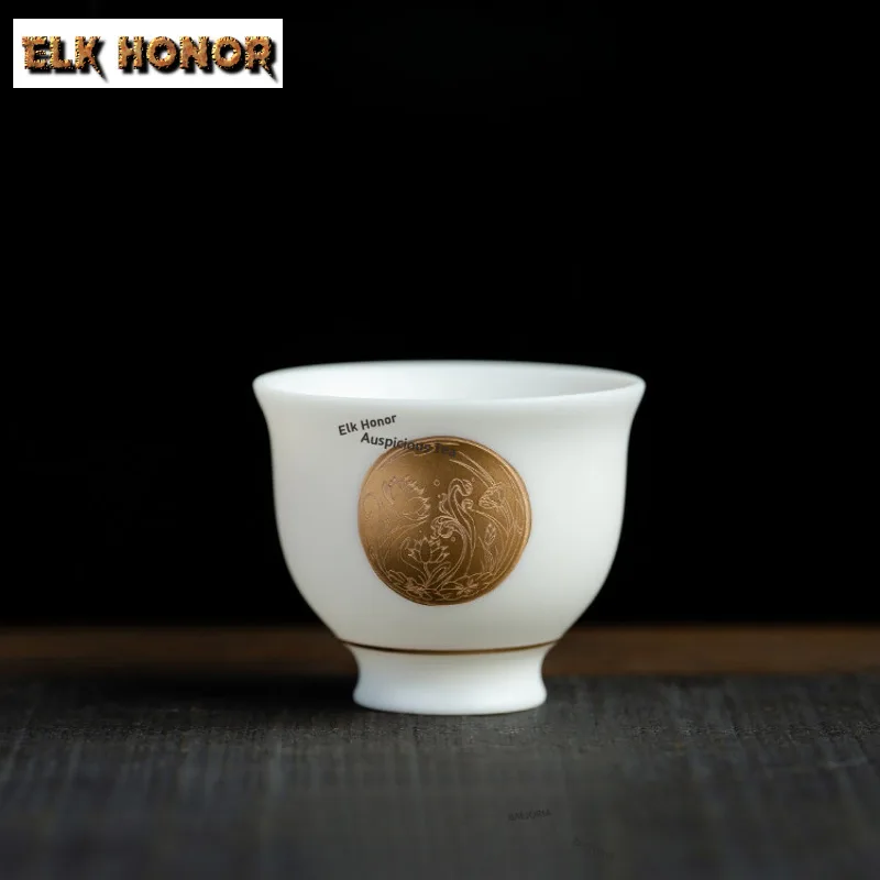 55ml Boutique Gold-inlaid Jade Porcelain Teacup Japanese Tea Bowl Small Cup Tea-tasting Fragrance Cup Jianzhan Master Cup Teaset
55ml Boutique Gold-inlaid Jade Porcelain Teacup Japanese Tea Bowl Small Cup Tea-tasting Fragrance Cup Jianzhan Master Cup Teaset