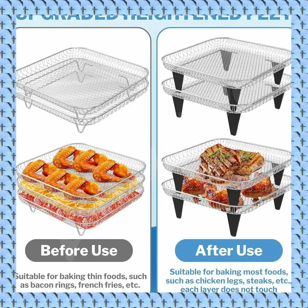 NOCM Air Fryer Accessories With Foot Cover 8Inch Square 3 Stackable Dehydrator Racks For Ninja Gowise 5.8 QT Air Fryer Racks
NOCM Air Fryer Accessories With Foot Cover 8Inch Square 3 Stackable Dehydrator Racks For Ninja Gowise 5.8 QT Air Fryer Racks