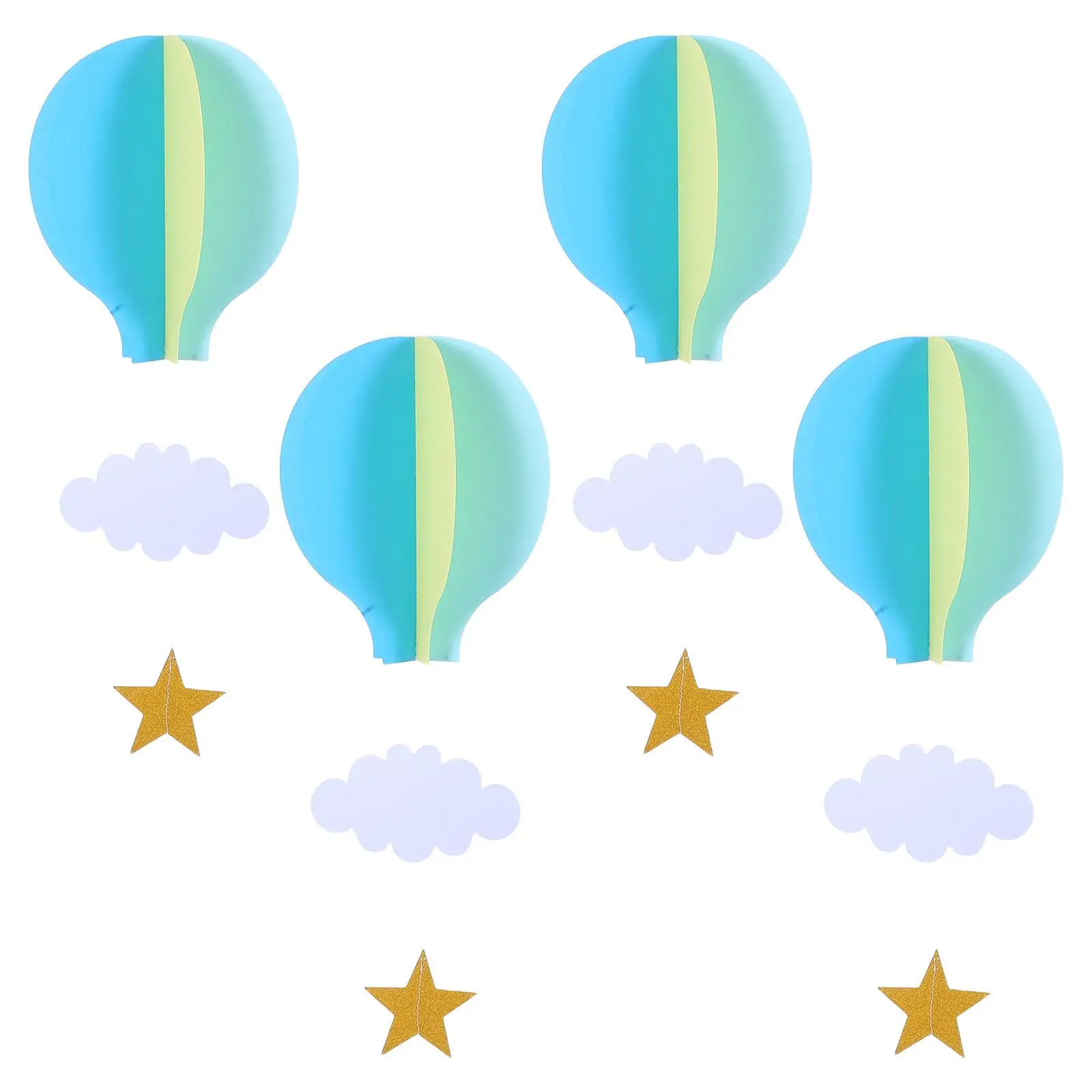 4pcs 3D Paper Pendant Hot Air Balloons Clouds Stars Hanging Ornaments for Home Decor (Light Blue Sky Blue and Beige)
4pcs 3D Paper Pendant Hot Air Balloons Clouds Stars Hanging Ornaments for Home Decor (Light Blue Sky Blue and Beige)