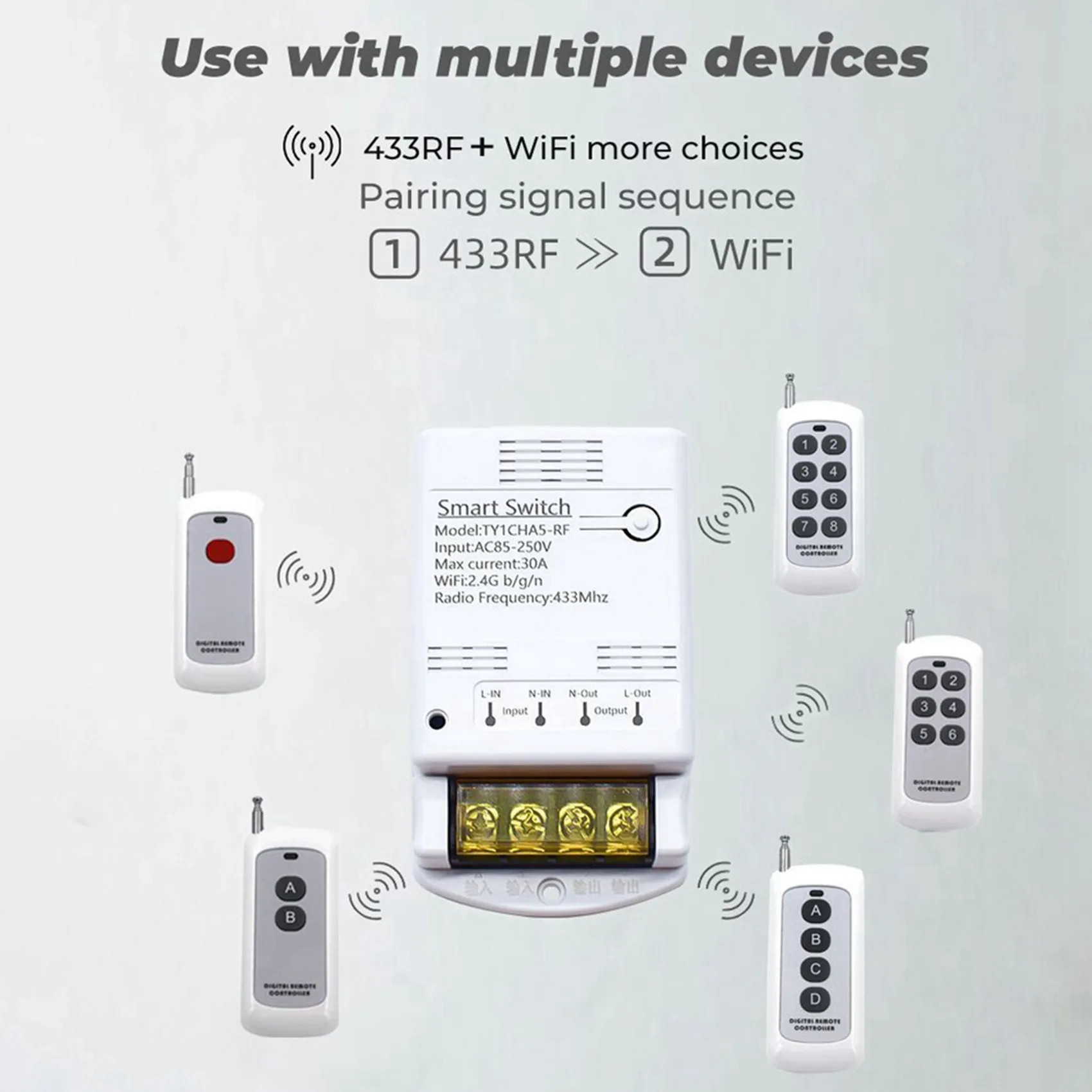 BAAJ-3X Tuya Wi-Fi 30A релейный модуль 85-250 В умный переключатель DIY 433 МГц RF контроллер приложение голосовое реле таймер дистанционное управление
BAAJ-3X Tuya Wi-Fi 30A релейный модуль 85-250 В умный переключатель DIY 433 МГц RF контроллер приложение голосовое реле таймер дистанционное управление