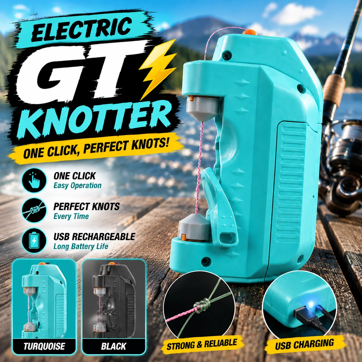 Automatic Electric GT Knot Tying Machine One-Click Easy Operation Rechargeable Fishing Line Connector Tool Fishing Accessory
Automatic Electric GT Knot Tying Machine One-Click Easy Operation Rechargeable Fishing Line Connector Tool Fishing Accessory