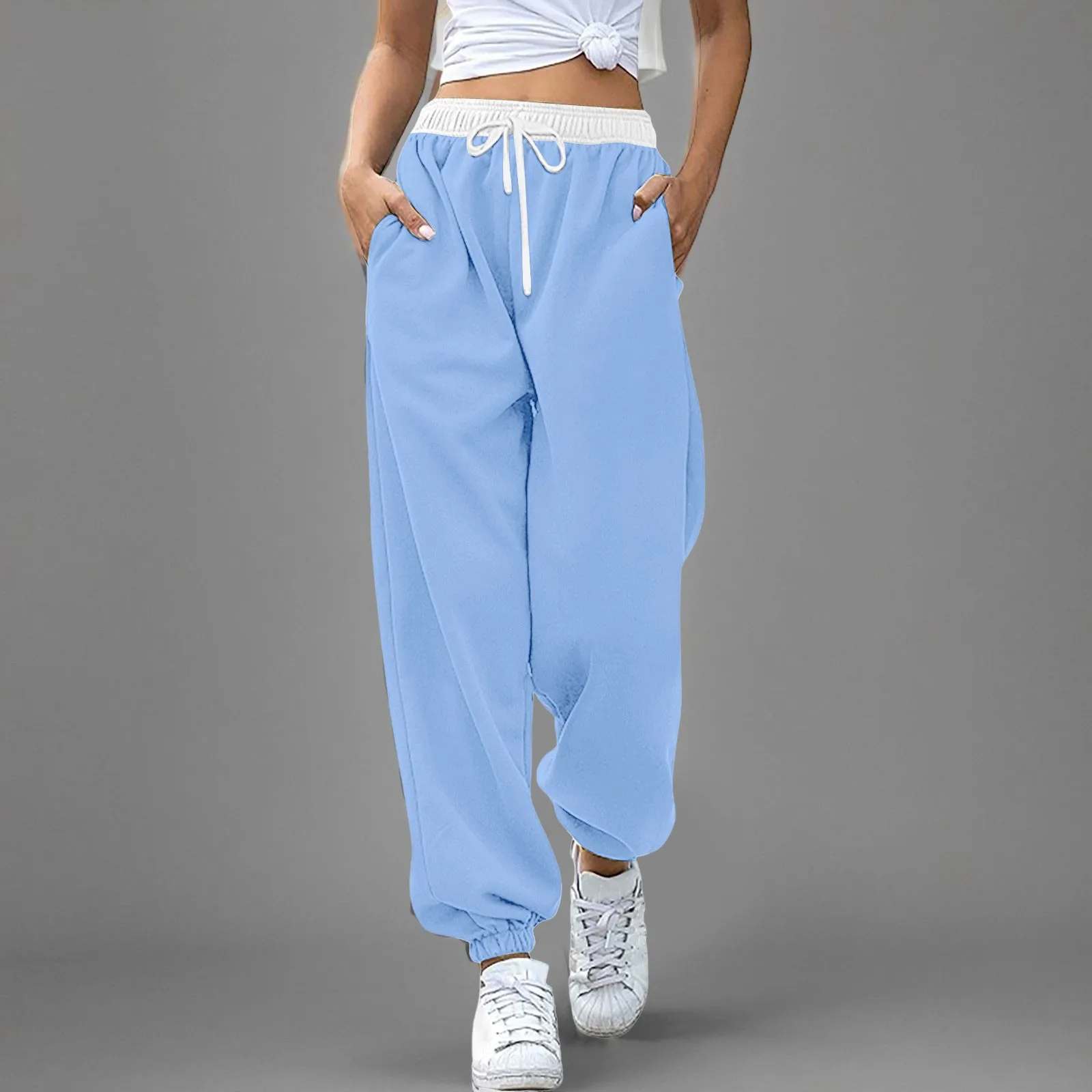 Women Autumn And Winter Casual Fashion Loose Solid Color Block Elastic Waist Drawstring Cuffs Casual Female Long Pants Trousers
Women Autumn And Winter Casual Fashion Loose Solid Color Block Elastic Waist Drawstring Cuffs Casual Female Long Pants Trousers