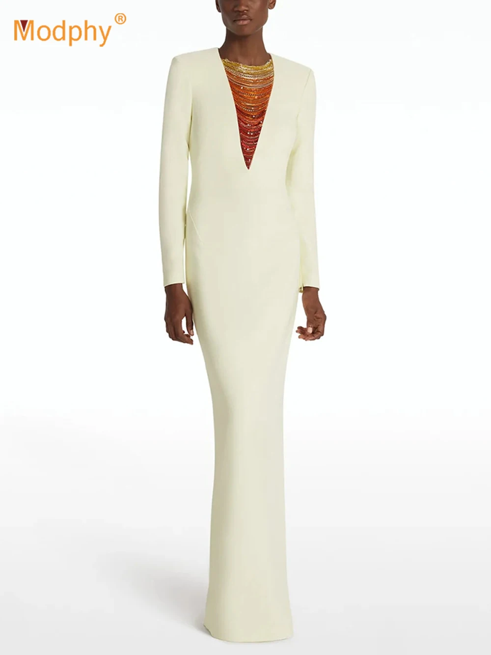 Modphy Sexy Long Sleeve V Neck Luxury Bead Slim Long Dress Women Formal Dinner Maxi Dresses Elegant Party Evening Gown
Modphy Sexy Long Sleeve V Neck Luxury Bead Slim Long Dress Women Formal Dinner Maxi Dresses Elegant Party Evening Gown