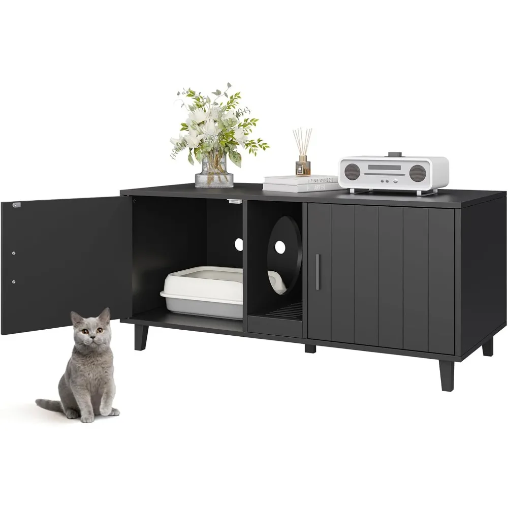 Cat Litter Box Enclosure for 2 Cats, Double Hidden Litter Box Furniture with Scratcher, Large Wooden Cat House
Cat Litter Box Enclosure for 2 Cats, Double Hidden Litter Box Furniture with Scratcher, Large Wooden Cat House
