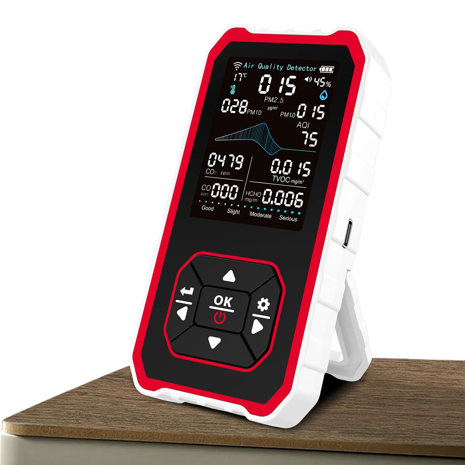 Монитор качества воздуха в помещении 10-в-1 для измерения CO2, TVOC, HCHO, температуры, с большим цветным экраном, детектор углекислого газа для дома, офиса, фабрики
Монитор качества воздуха в помещении 10-в-1 для измерения CO2, TVOC, HCHO, температуры, с большим цветным экраном, детектор углекислого газа для дома, офиса, фабрики