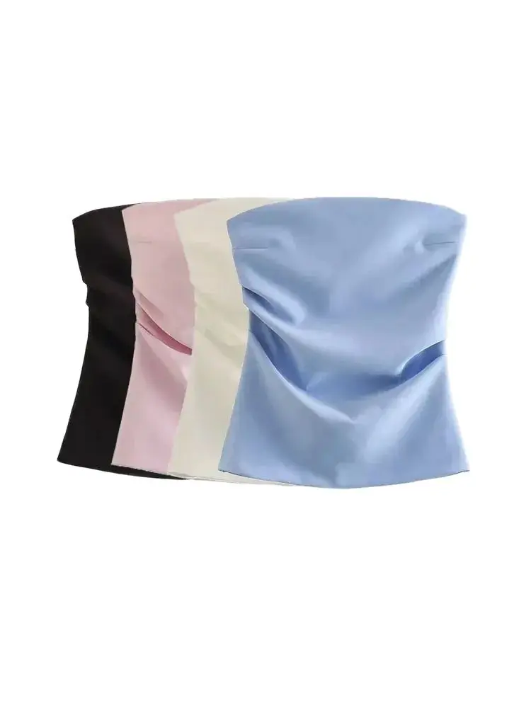 TRZA-Strapless Draped Bustier Tops for Women, Straight Neck, Back Zipper, Female Camis, Fashion
TRZA-Strapless Draped Bustier Tops for Women, Straight Neck, Back Zipper, Female Camis, Fashion