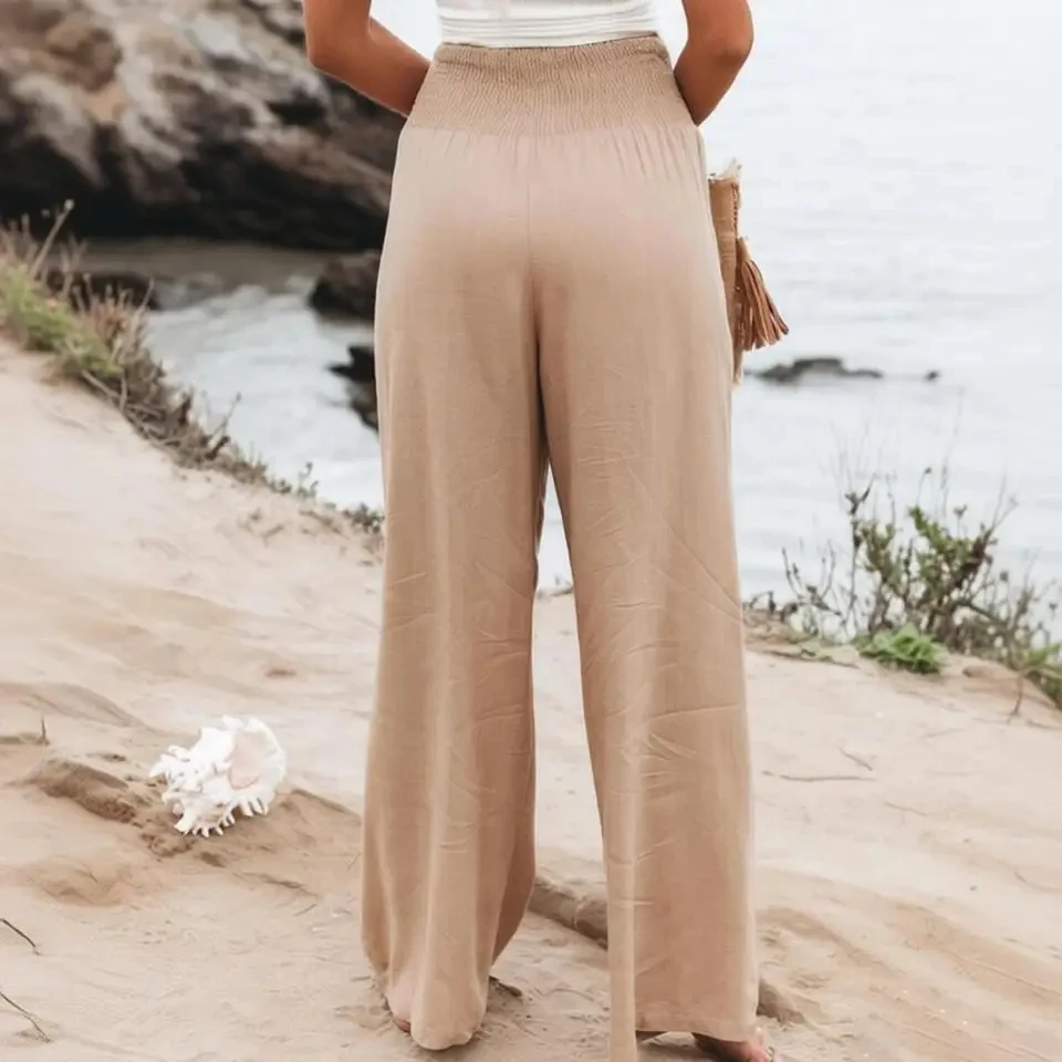 Casual High Elastic Waist Cotton Pants Women Boho Beach Wear Wide Lag Pants Loose Oversize Casual Pants Straight Wide Leg
Casual High Elastic Waist Cotton Pants Women Boho Beach Wear Wide Lag Pants Loose Oversize Casual Pants Straight Wide Leg