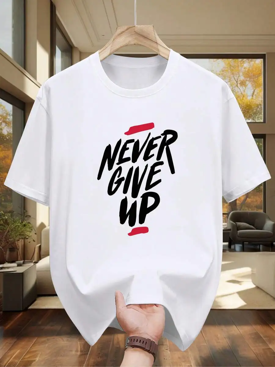 Heavyweight Cotton Short Sleeve Tee With Never Give Up Print Unisex Casual Oversized Top
Heavyweight Cotton Short Sleeve Tee With Never Give Up Print Unisex Casual Oversized Top