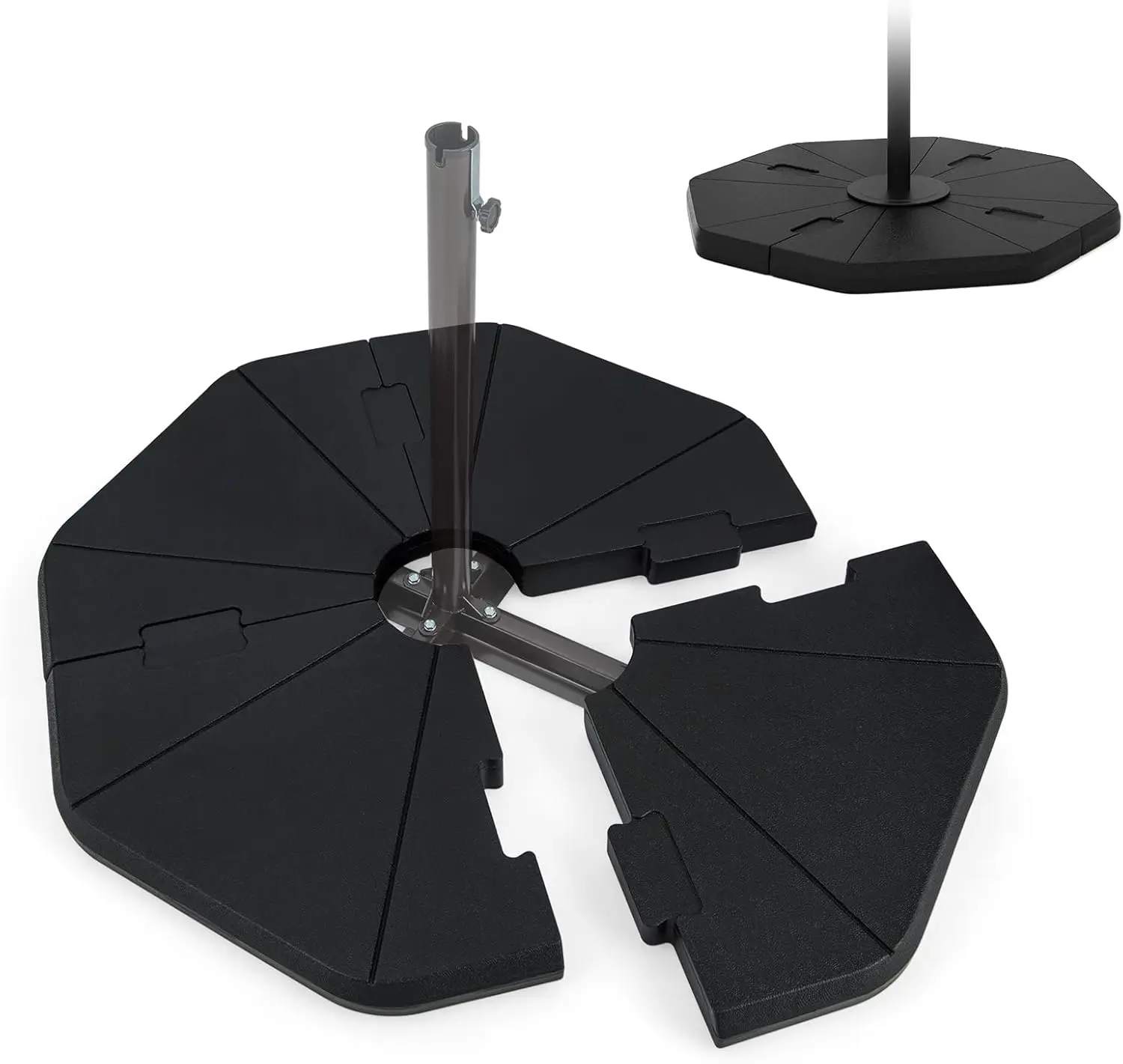 4-Piece Patio Umbrella Base, 208 lbs Heavy Duty Offset Cantilever, Water & Sand Fillable Base Plate Set with Easy-Fill Spout
4-Piece Patio Umbrella Base, 208 lbs Heavy Duty Offset Cantilever, Water & Sand Fillable Base Plate Set with Easy-Fill Spout