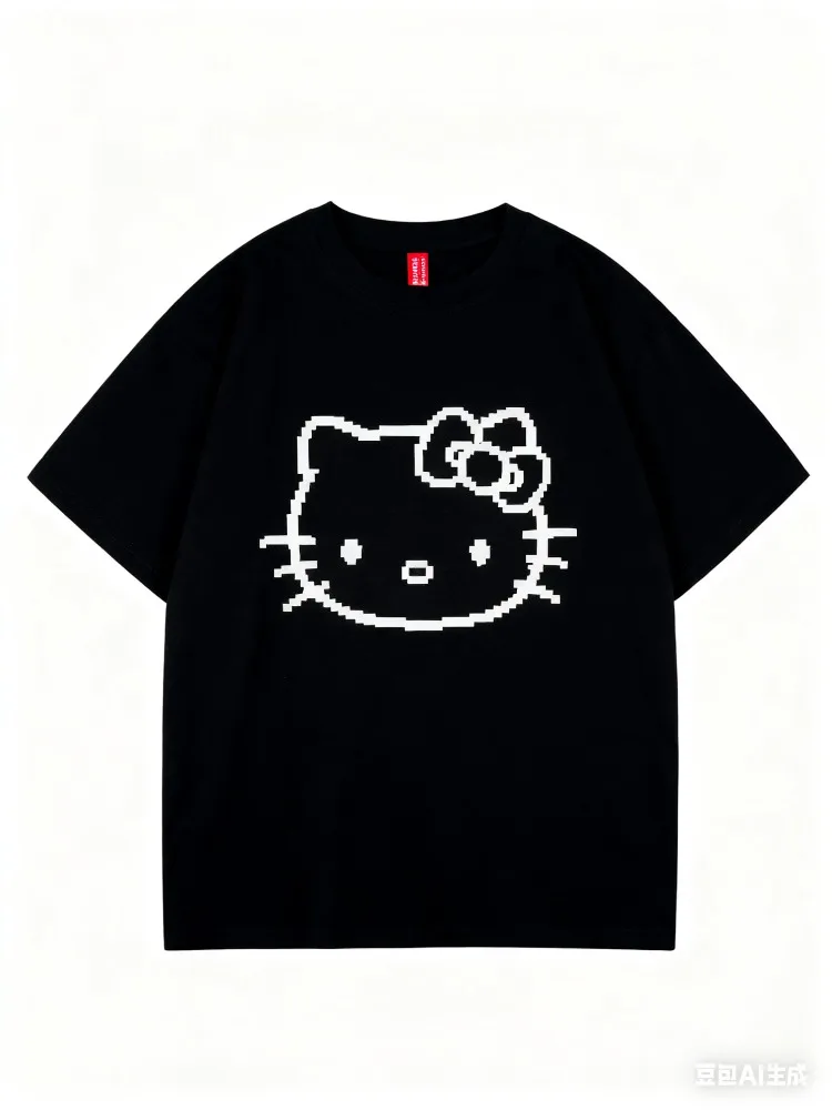 Женская японская футболка с мультяшным котом, стильный дизайн, простая и милая свободная рубашка для пар с короткими рукавами
Женская японская футболка с мультяшным котом, стильный дизайн, простая и милая свободная рубашка для пар с короткими рукавами