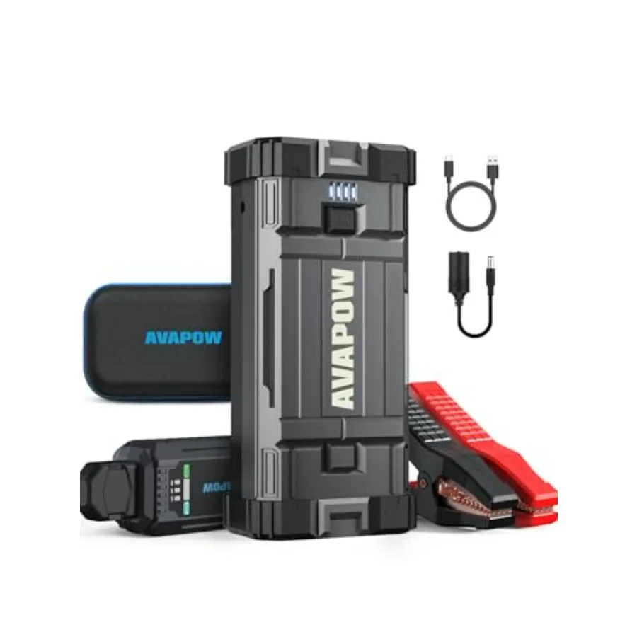 Portable 4000A Peak Car Jump Starter 12V Battery Booster Pack for Gas or Up to 10L Diesel Engines Black with LED Light and USB
Portable 4000A Peak Car Jump Starter 12V Battery Booster Pack for Gas or Up to 10L Diesel Engines Black with LED Light and USB