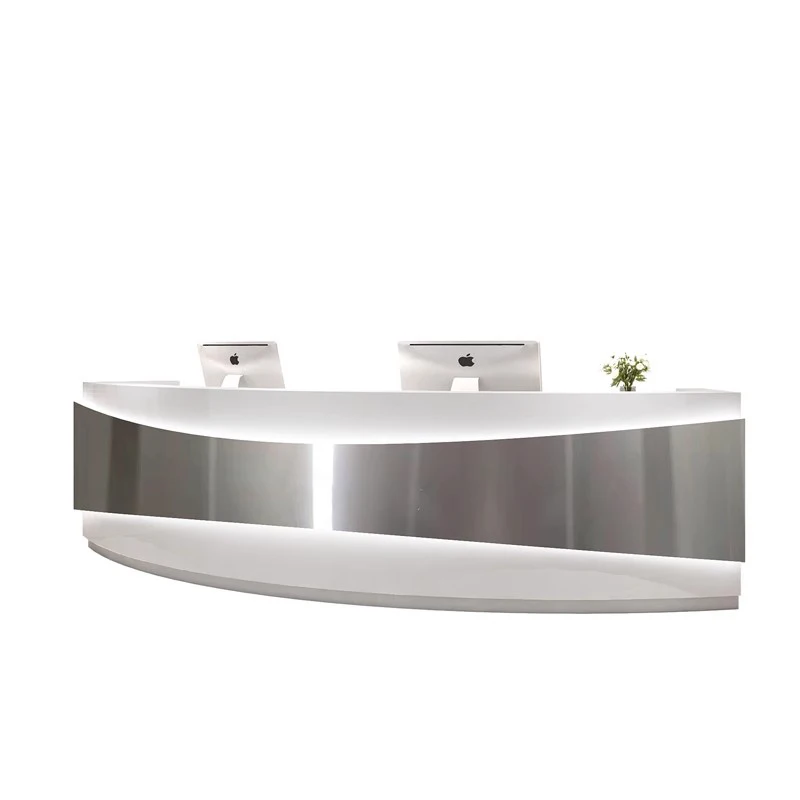 &c Wholesale Small Stainless Half Round Office Metal Curved Reception Desk Seat Curved Counter Design Reception Desk for Salon
&c Wholesale Small Stainless Half Round Office Metal Curved Reception Desk Seat Curved Counter Design Reception Desk for Salon