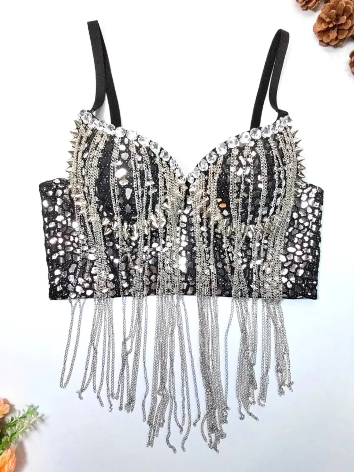 ssTss Luxury Shiny Sequins Blingbling Corset Bustier Bra for Women Elegant Chain Tassels Rivet Push Up Night Club Crop Camis Top
ssTss Luxury Shiny Sequins Blingbling Corset Bustier Bra for Women Elegant Chain Tassels Rivet Push Up Night Club Crop Camis Top