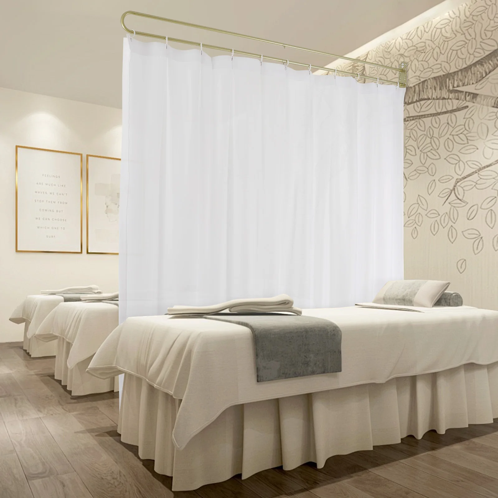 2.2m/ 7.22ft High Privacy Partition Curtain, Gold, White Wall Mounted Privacy Protection Partition, U-Shape Room Divider
2.2m/ 7.22ft High Privacy Partition Curtain, Gold, White Wall Mounted Privacy Protection Partition, U-Shape Room Divider