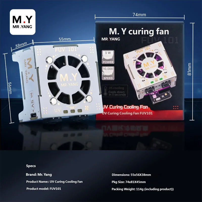 Вентилятор охлаждения M.Y YCS FUV101 для УФ-отверждения, 3 Вт, двойного назначения, для ремонта телефонов, отвода тепла и удаления дыма
Вентилятор охлаждения M.Y YCS FUV101 для УФ-отверждения, 3 Вт, двойного назначения, для ремонта телефонов, отвода тепла и удаления дыма