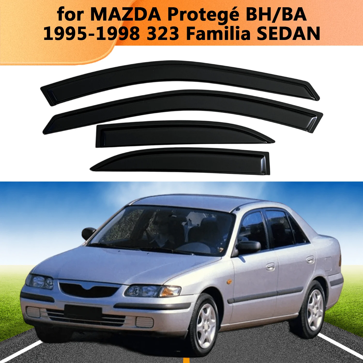 Window Visor for MAZDA Protegé BH/BA 1995 1996 1997 1998 323 Familia SEDAN Weathershied Door Visor Wind Sun Rain Guards Side
Window Visor for MAZDA Protegé BH/BA 1995 1996 1997 1998 323 Familia SEDAN Weathershied Door Visor Wind Sun Rain Guards Side