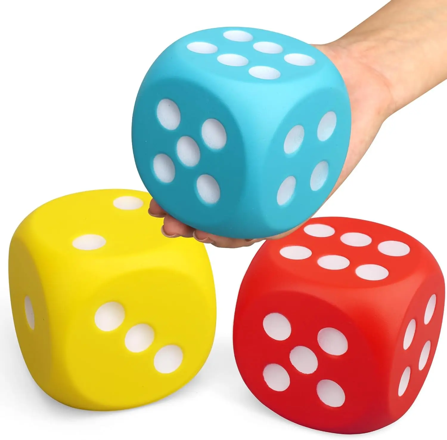 Набор больших 3-дюймовых кубиков из пенопласта, мягкие антистресс-кубики для семейных игр и обучения в классе (3 штуки в упаковке)
Набор больших 3-дюймовых кубиков из пенопласта, мягкие антистресс-кубики для семейных игр и обучения в классе (3 штуки в упаковке)