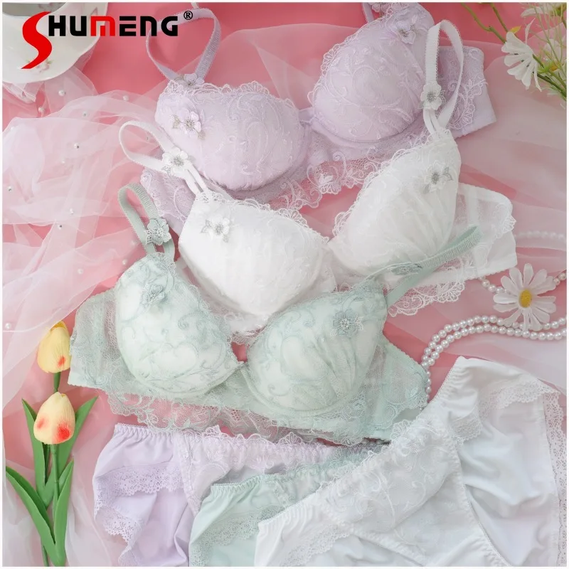 Japanese Style Girl Underwear Suits Mesh Embroidery Comfortable Bra Set Women's Push Up Solid Color Sexy Lace Intimates
Japanese Style Girl Underwear Suits Mesh Embroidery Comfortable Bra Set Women's Push Up Solid Color Sexy Lace Intimates