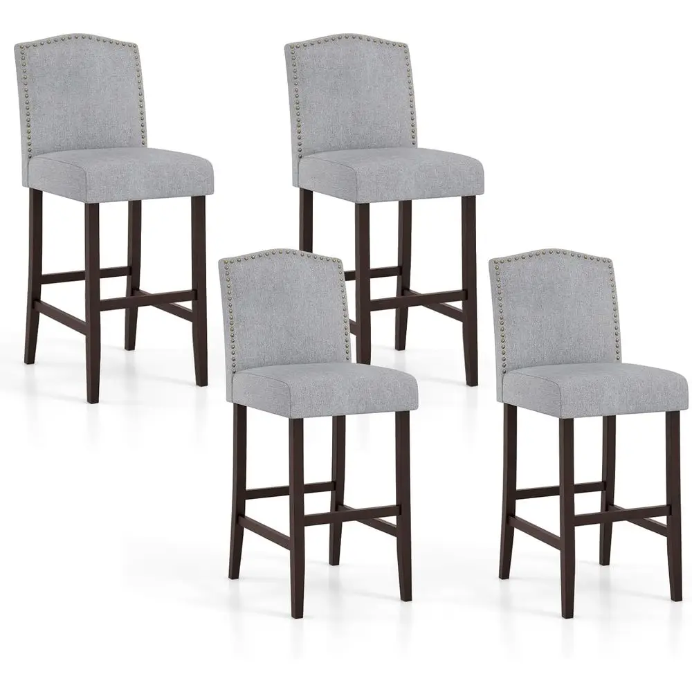Set of 4 Antique Linen Upholstered Bar Stools with Backrest and Rubber Wood Legs for Kitchen Island, Counter, Cafe, or Pub, Grey
Set of 4 Antique Linen Upholstered Bar Stools with Backrest and Rubber Wood Legs for Kitchen Island, Counter, Cafe, or Pub, Grey